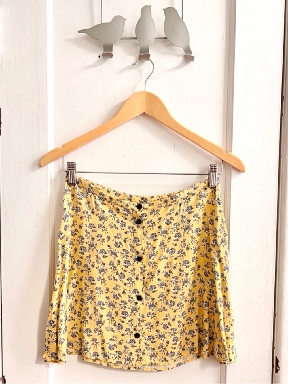 H&M Yellow Floral Button-Front Circle Skirt